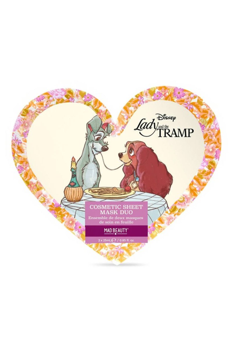 Shop Mad Beauty Disney Lady & The Tramp Cosmetic Sheet Mask Duo Face Mask for women – premium loungewear and festival fashion at Spoiled Brat