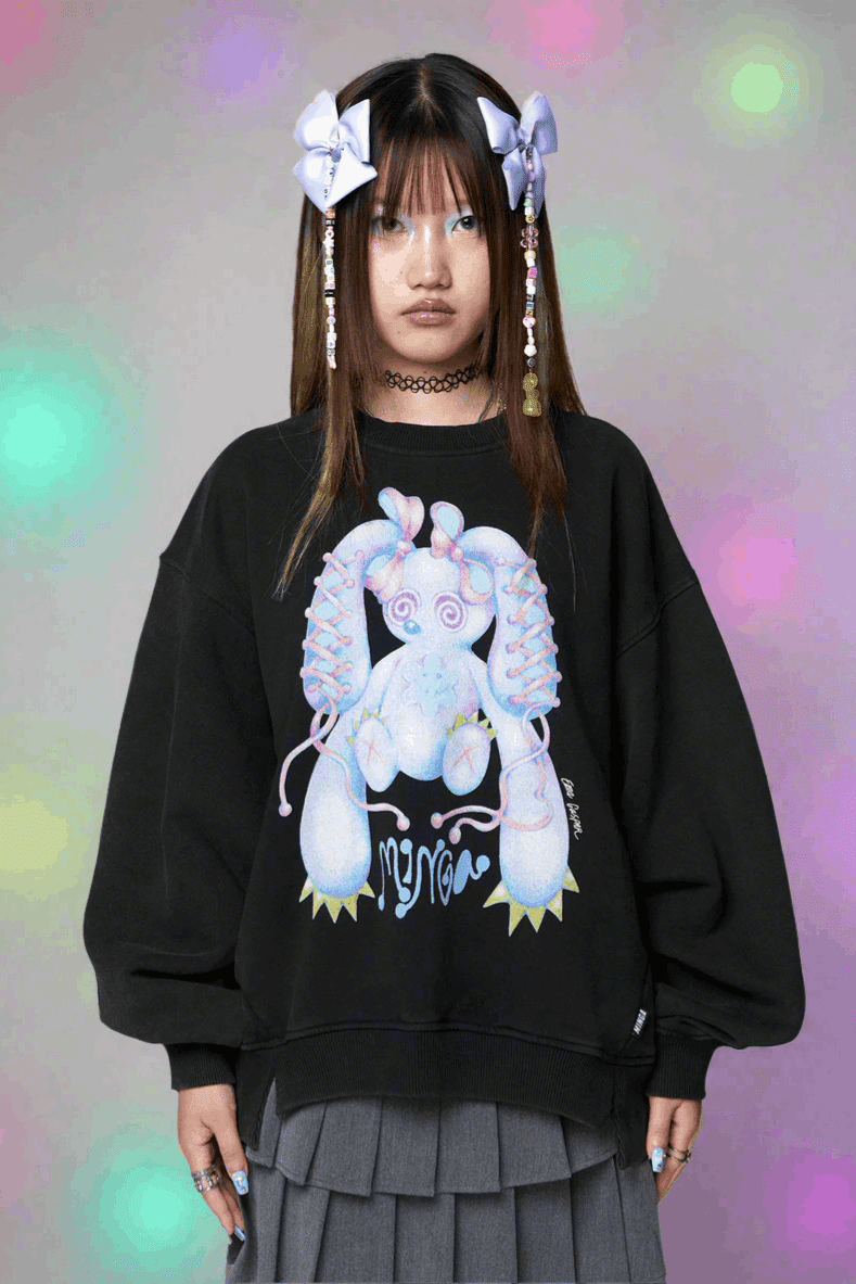 Shop Minga London Minga London x Ema Gaspar Bunny Graphic Sweatshirt Sweater for women – premium loungewear and festival fashion at Spoiled Brat