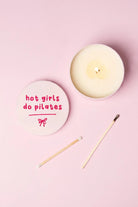 Shop Mischief Candles Hot Girls Do Pilates Pink Tin Candle Candles for women – premium loungewear and festival fashion at Spoiled Brat