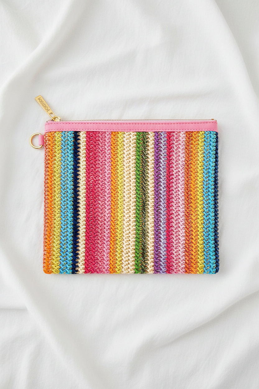 Shop Packed Party Packed Party Bring On The Fun Luxe Woven Rainbow Everything Pouch Bag Clutch Bag for women – premium loungewear and festival fashion at Spoiled Brat