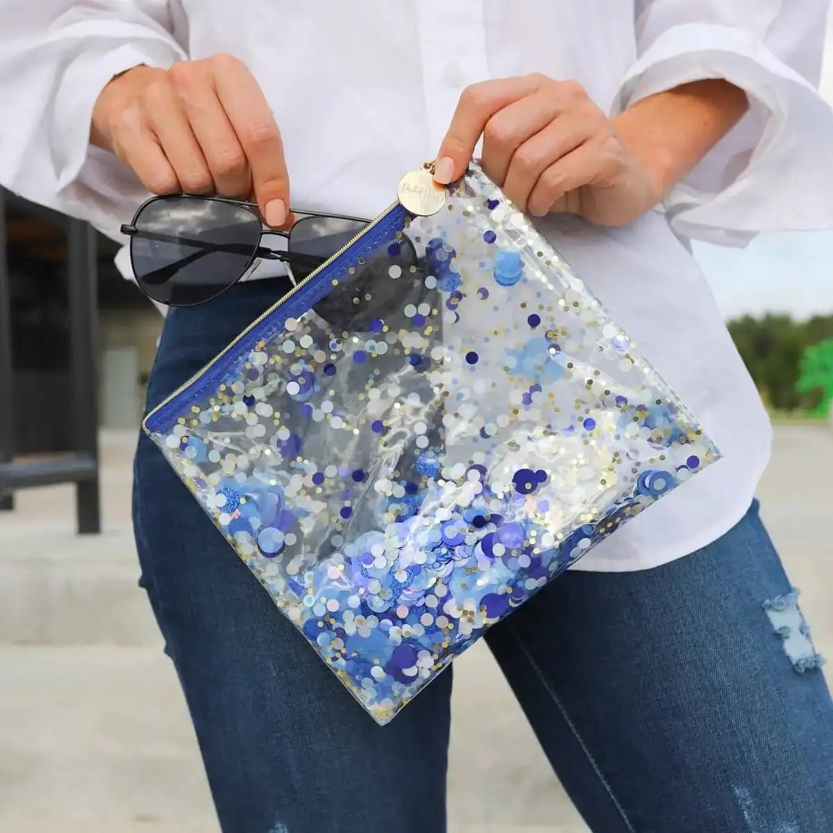 Packed Party Spirit Squad True Blue Confetti Everything Pouch - Spoiled Brat