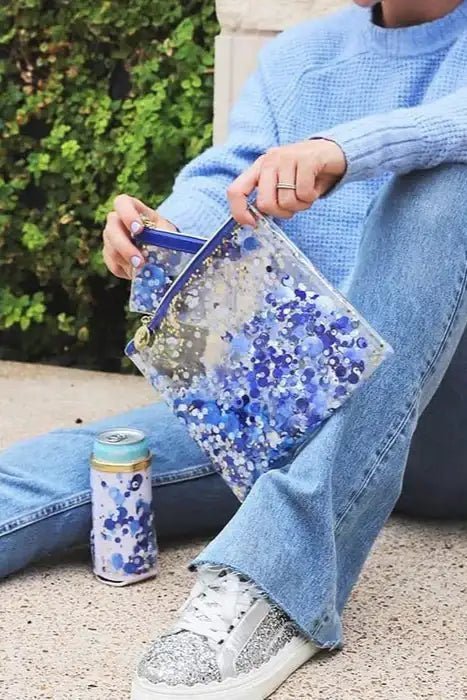 Shop Packed Party Packed Party Spirit Squad True Blue Confetti Everything Pouch Clutch Bag for women – premium loungewear and festival fashion at Spoiled Brat