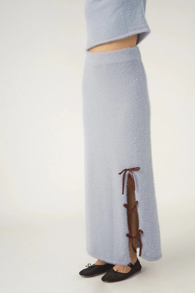 Shop Pixie and Peach Pixie & Peach Chloe Cosy Bow Maxi Skirt Maxi Skirt for women – premium loungewear and festival fashion at Spoiled Brat