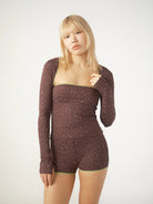 Shop Pixie and Peach Pixie & Peach Gwen Leopard Jacquard Shrug Top Top for women – premium loungewear and festival fashion at Spoiled Brat