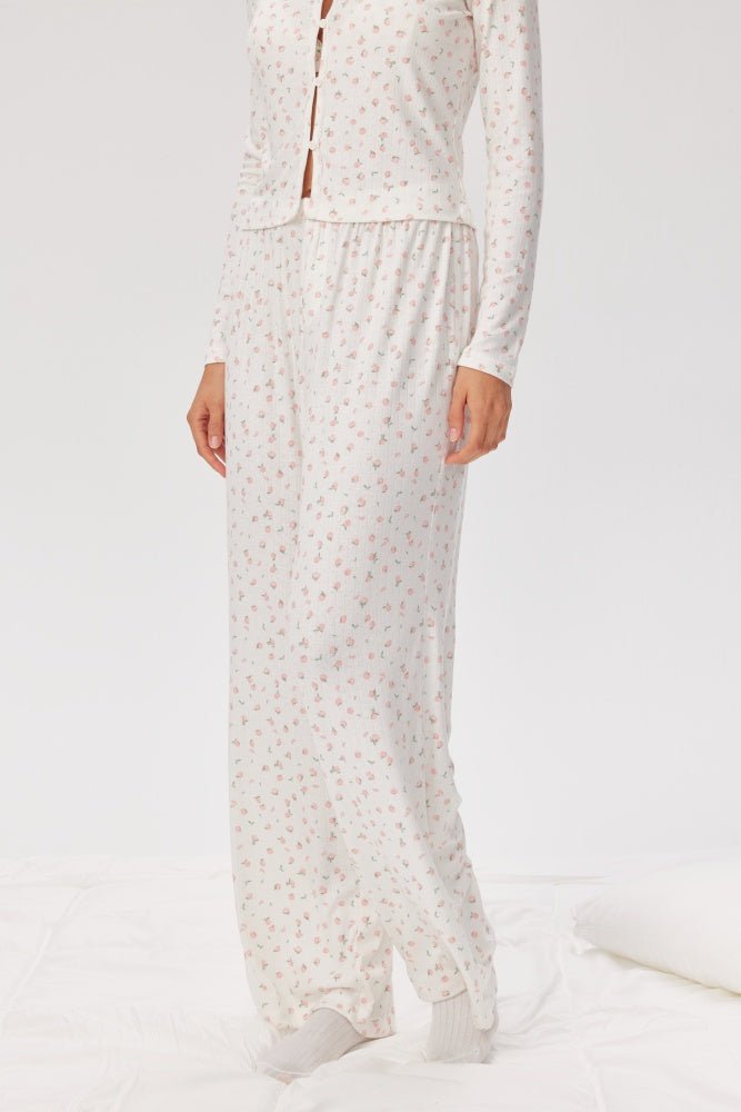 Shop Pixie and Peach Pixie & Peach Peachy Floral Trousers Trousers for women – premium loungewear and festival fashion at Spoiled Brat
