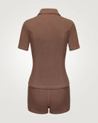 Shop Pixie and Peach Pixie & Peach Peggy Rib Polo Top T-Shirt for women – premium loungewear and festival fashion at Spoiled Brat