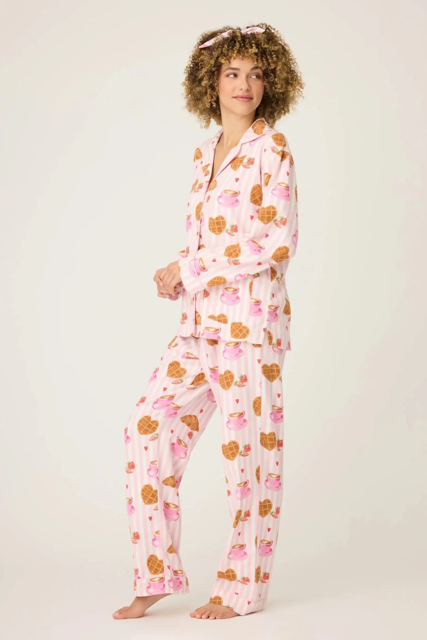 PJ Salvage Brunch Club Breakfast 3-Piece Flannel PJ Set by PJ Salvage – Pyjamas – Pink | Spoiled Brat UK