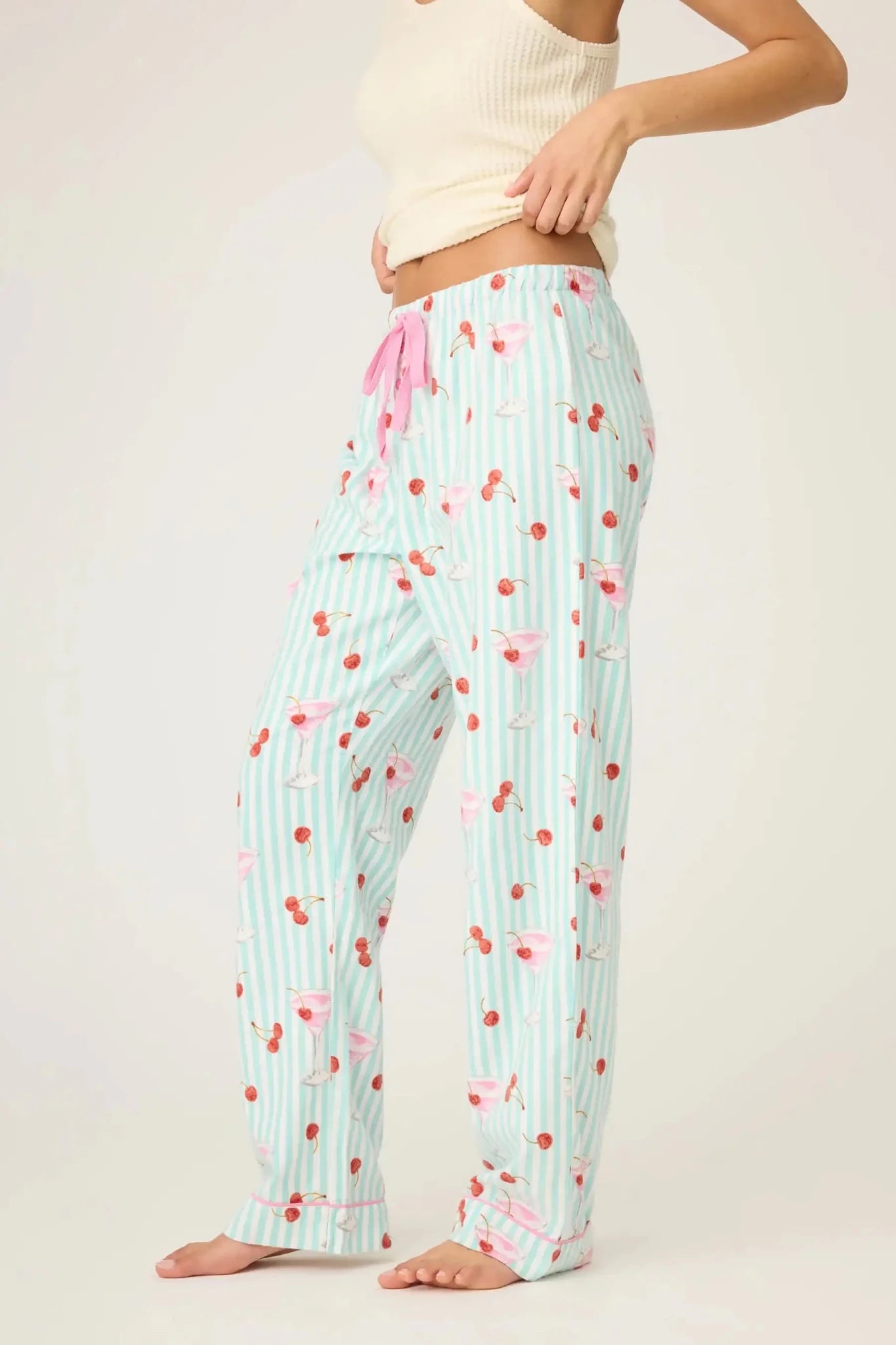 PJ Salvage Ma Cherie Cherry Print Flannel PJ Pants by PJ Salvage – Pyjamas – Blue | Spoiled Brat UK