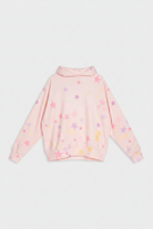 Pink Pj Salvage sweater with star patterns on a light gray background