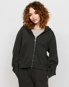 Shop Samii Ryan Samii Ryan Black Stone Wash Zip - Up Hoodie Hooded Sweatshirt for women – premium loungewear and festival fashion at Spoiled Brat
