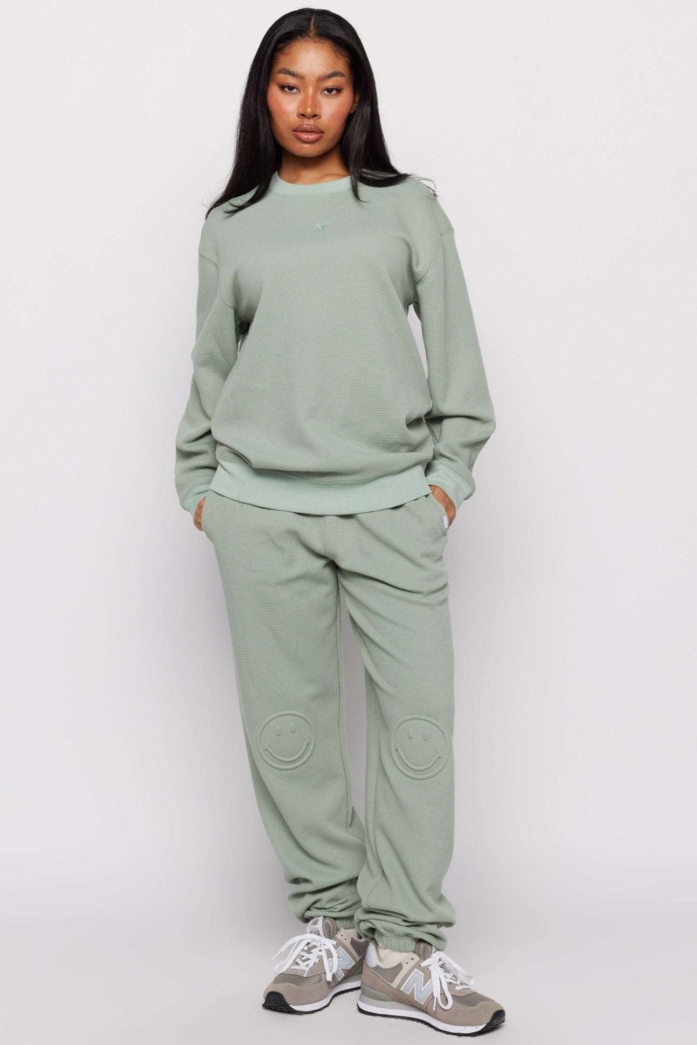 Shop Samii Ryan Samii Ryan Smiley® Thermal Crewneck Sweatshirt for women – premium loungewear and festival fashion at Spoiled Brat