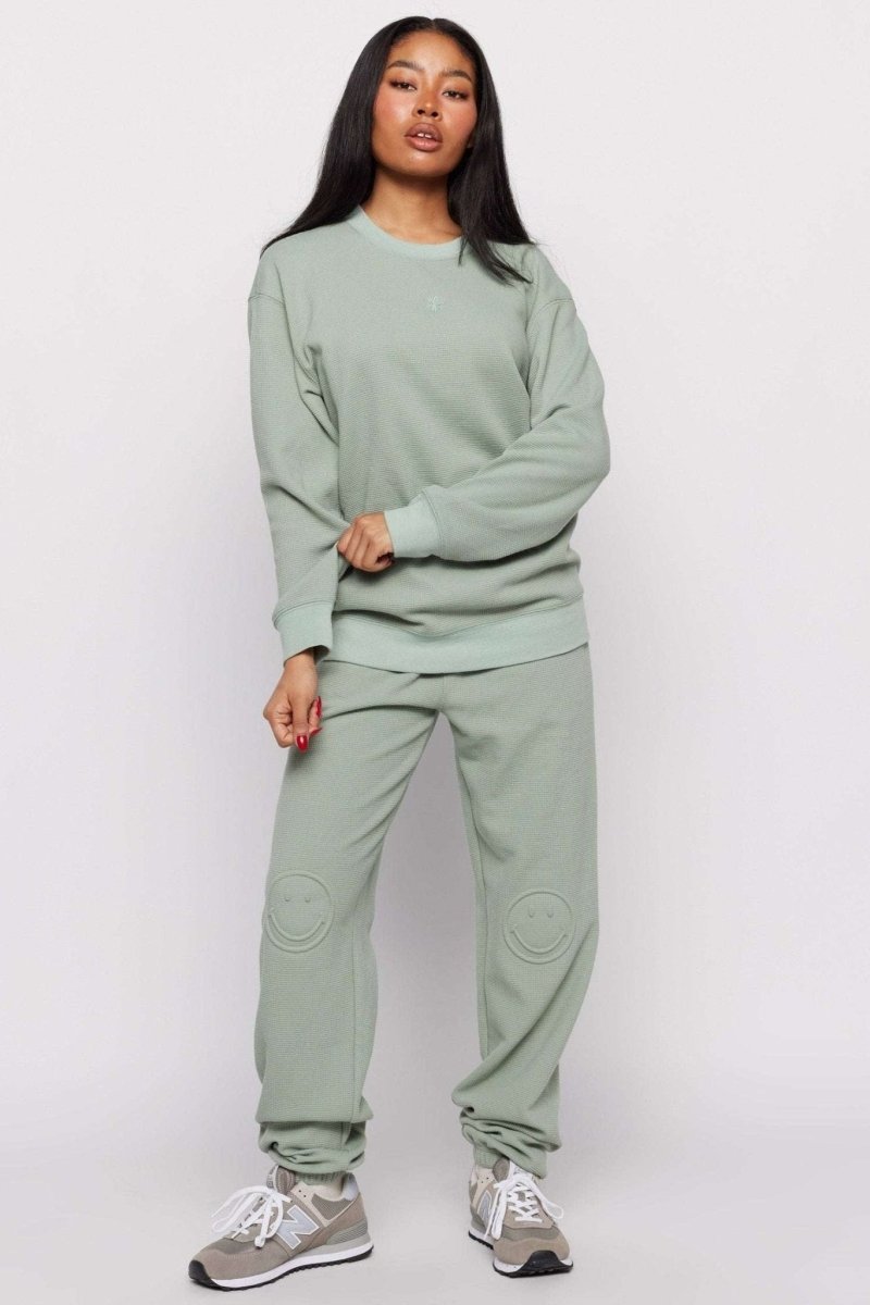 Shop Samii Ryan Samii Ryan Smiley® Thermal Crewneck Sweatshirt for women – premium loungewear and festival fashion at Spoiled Brat