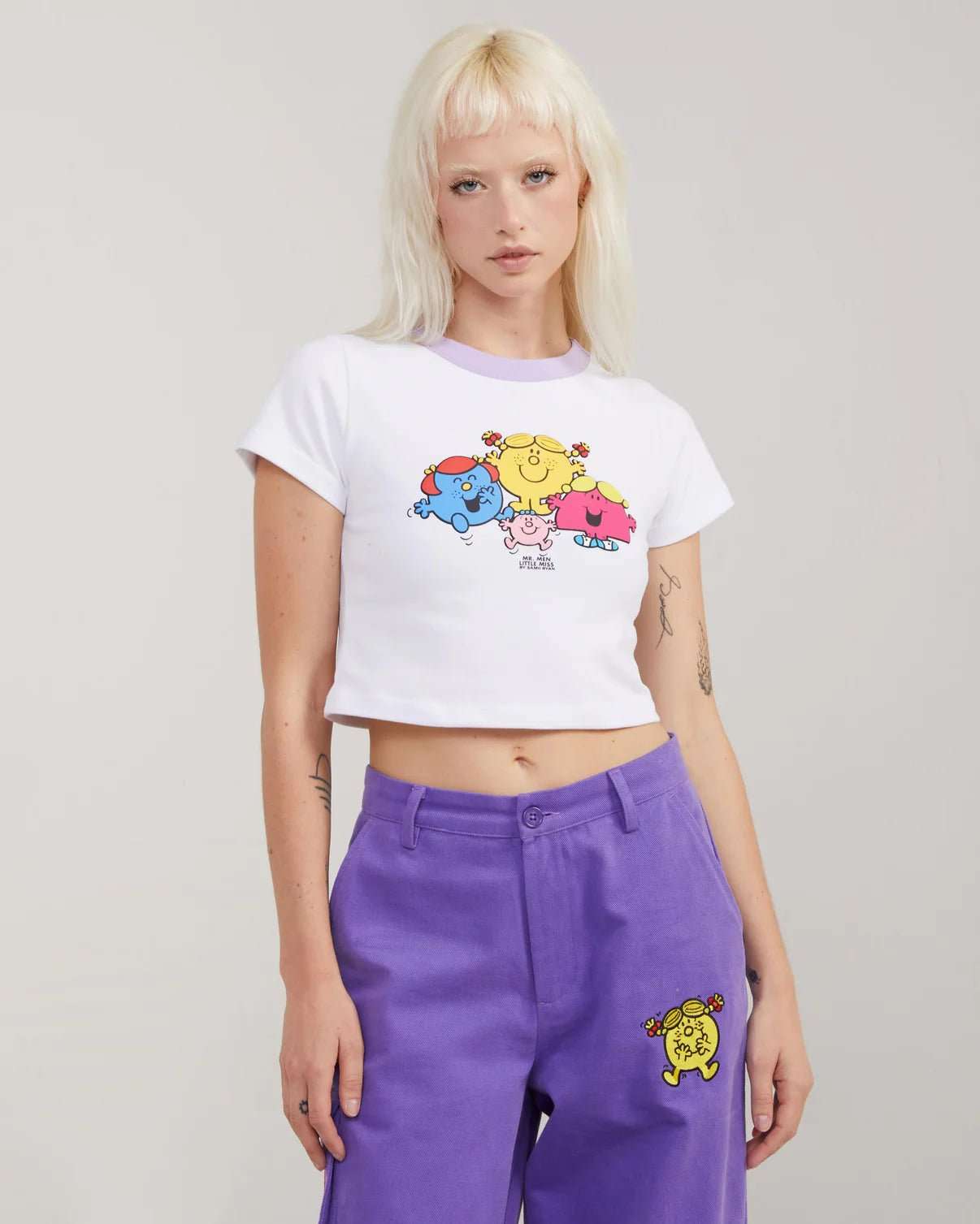 Shop Samii Ryan Samii Ryan x Mr Men Happy Gals Baby Tee T-Shirt for women – premium loungewear and festival fashion at Spoiled Brat