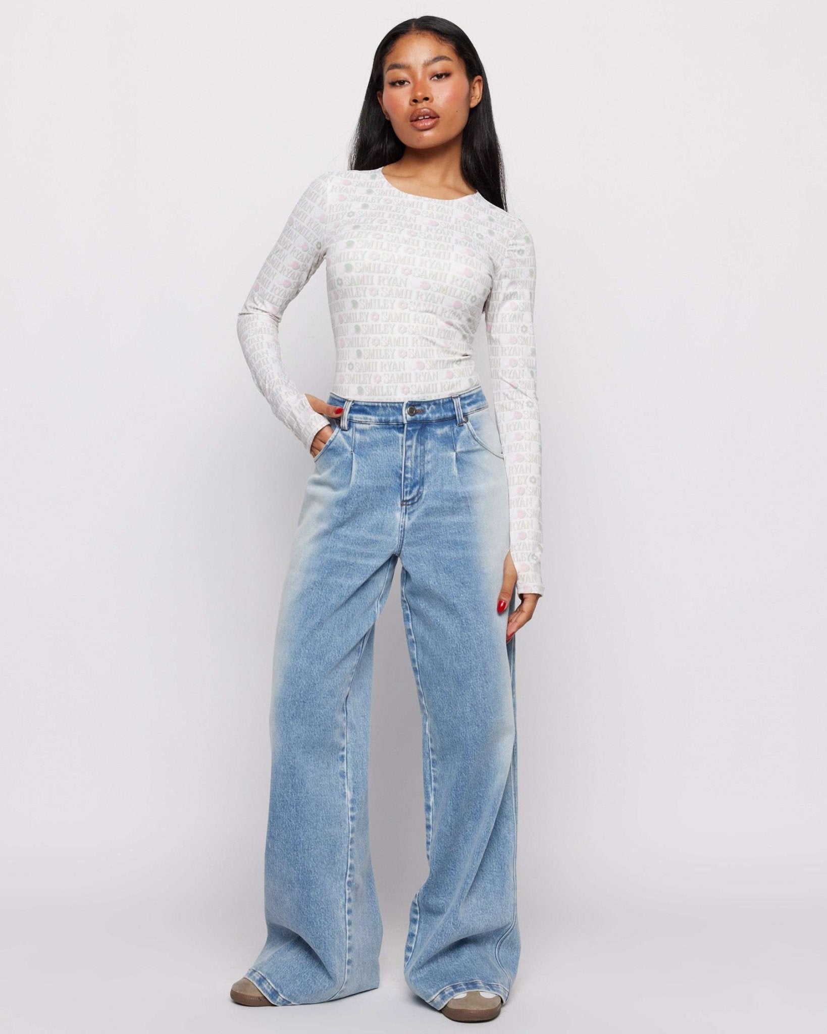 Shop Samii Ryan Samii Ryan x Smiley® Denim Jeans MOM Jeans for women – premium loungewear and festival fashion at Spoiled Brat