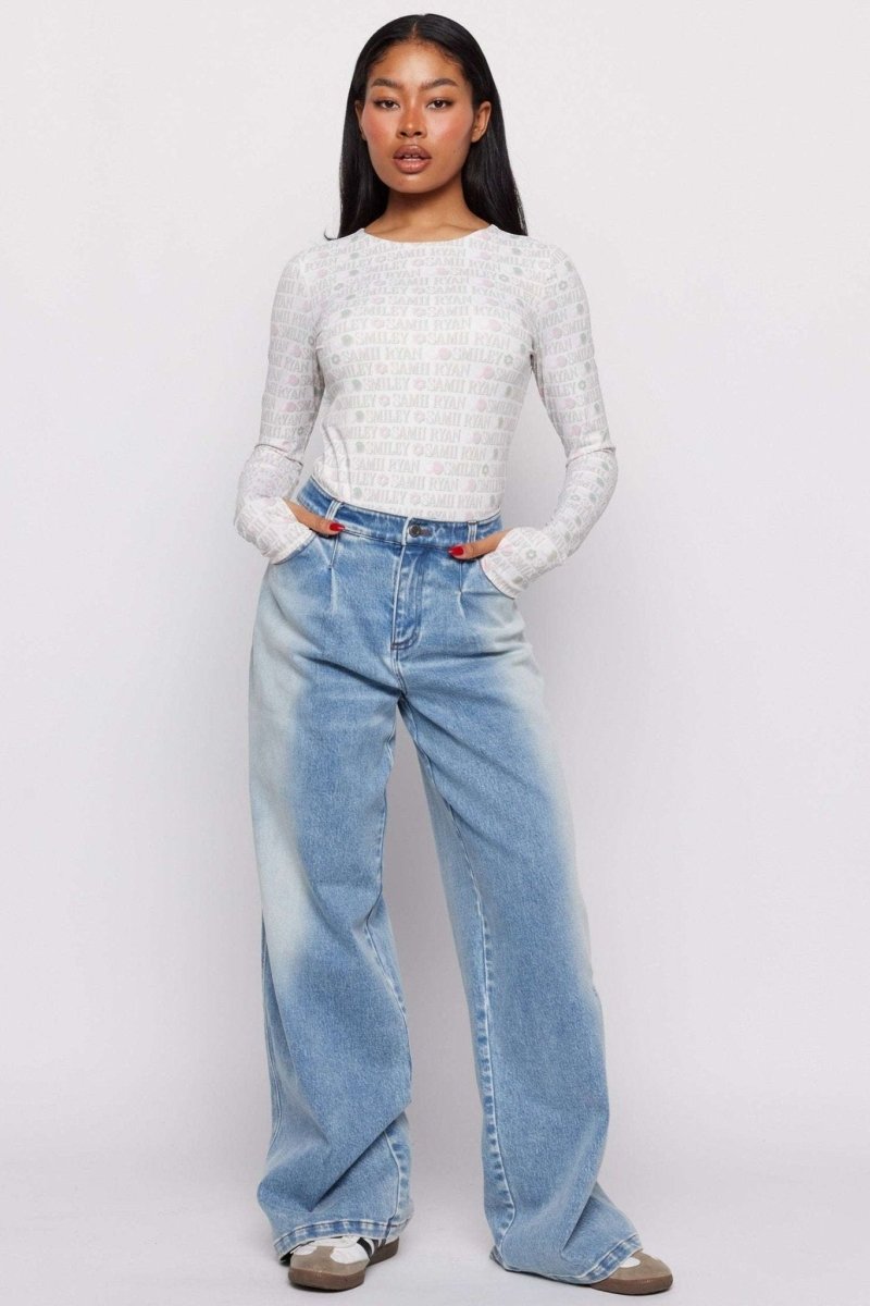 Shop Samii Ryan Samii Ryan x Smiley® Denim Jeans MOM Jeans for women – premium loungewear and festival fashion at Spoiled Brat