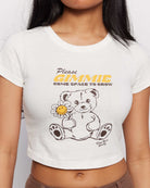 Shop Samii Ryan Samii Ryan x Smiley® Gimme Space Baby Tee T-Shirt for women – premium loungewear and festival fashion at Spoiled Brat