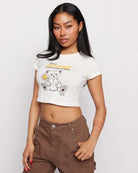 Shop Samii Ryan Samii Ryan x Smiley® Gimme Space Baby Tee T-Shirt for women – premium loungewear and festival fashion at Spoiled Brat