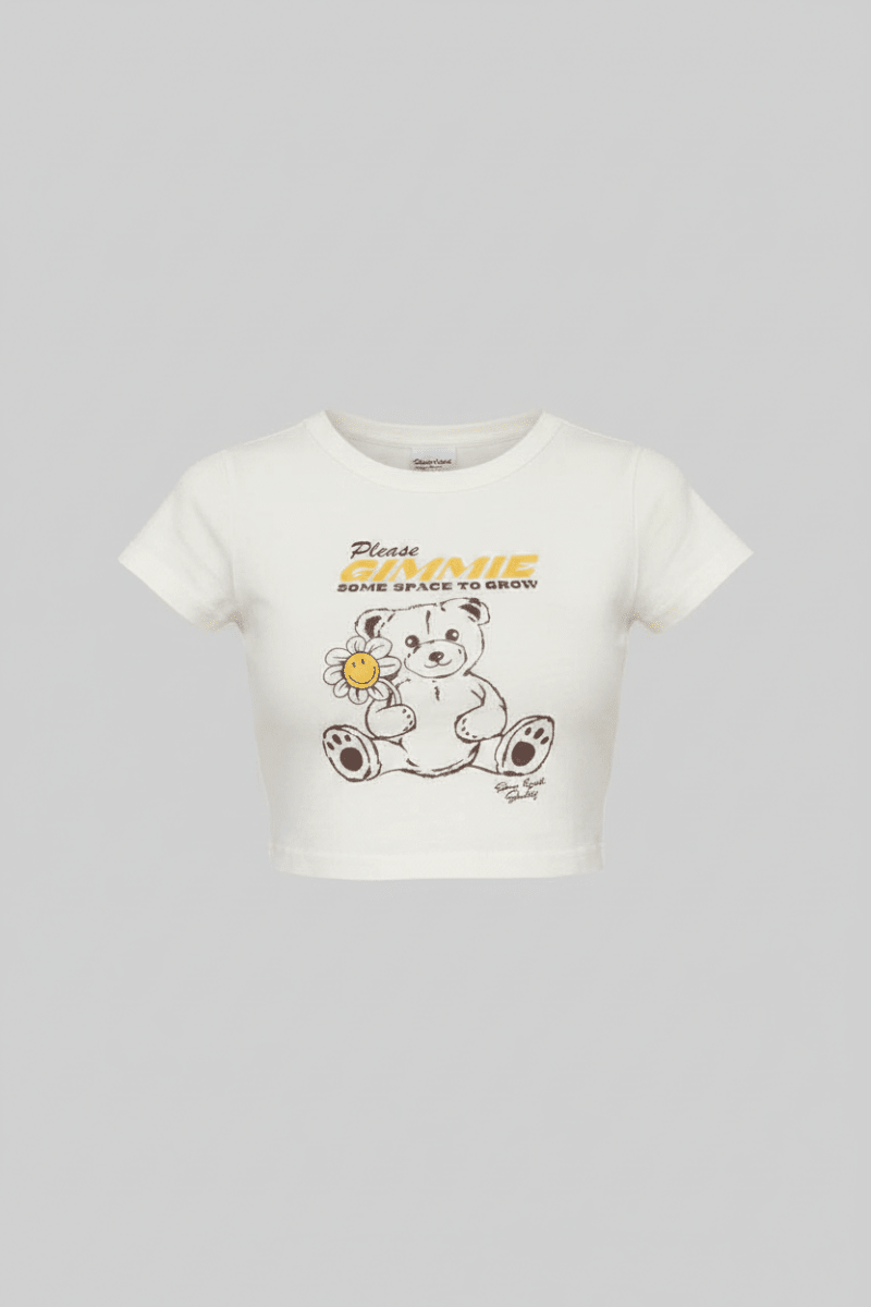 Shop Samii Ryan Samii Ryan x Smiley® Gimme Space Baby Tee T-Shirt for women – premium loungewear and festival fashion at Spoiled Brat