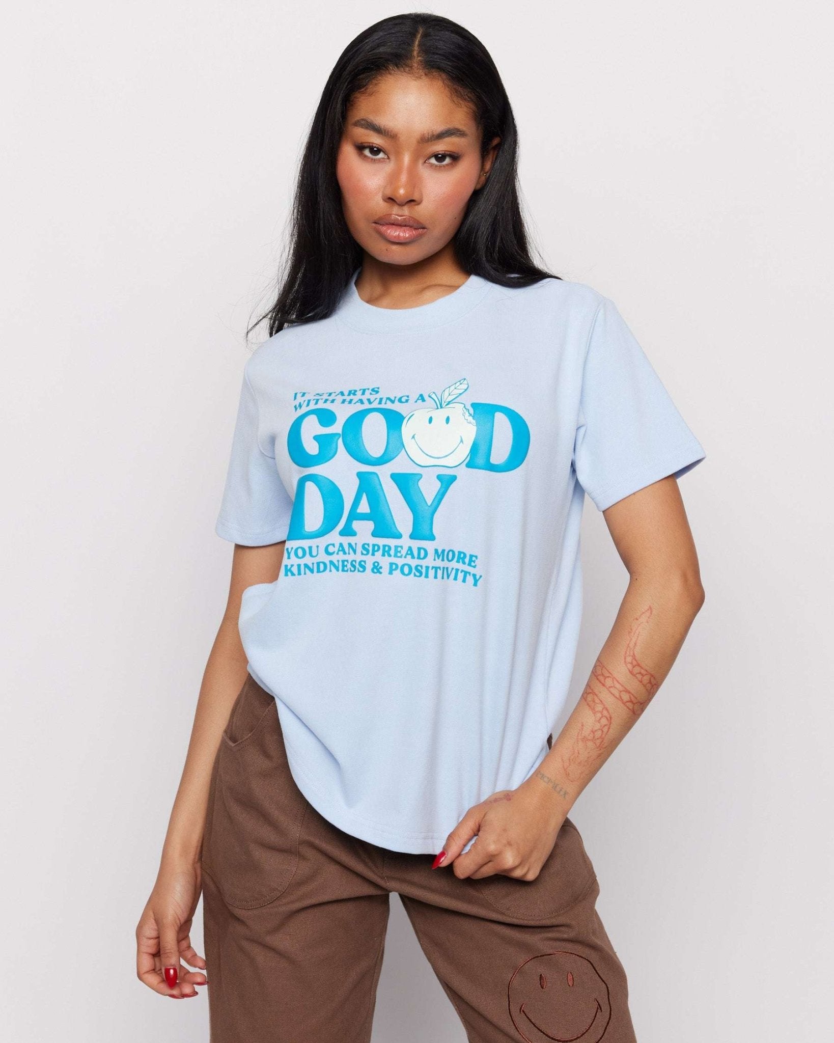 Shop Samii Ryan Samii Ryan x Smiley® Good Day Boxy Tee T-Shirt for women – premium loungewear and festival fashion at Spoiled Brat