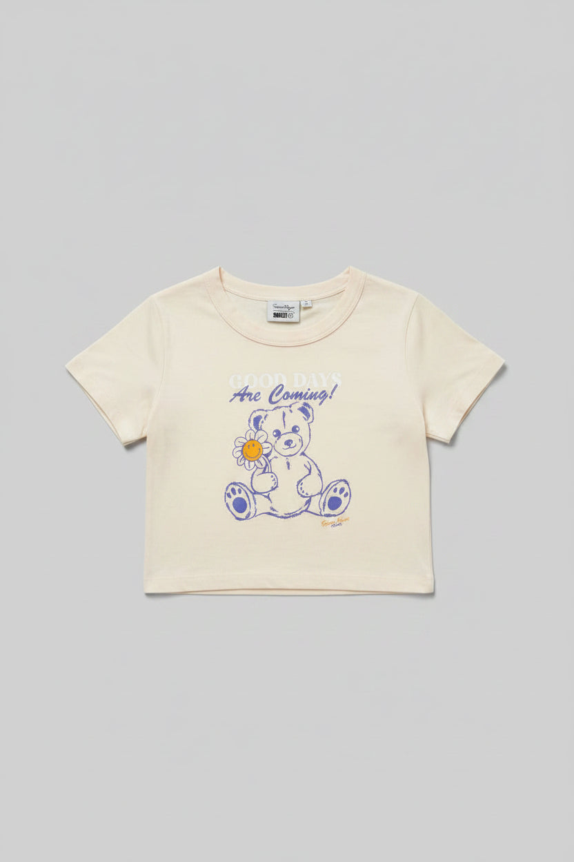 Shop Samii Ryan Samii Ryan x Smileyworld® Good Days Baby Tee T-Shirt for women – premium loungewear and festival fashion at Spoiled Brat