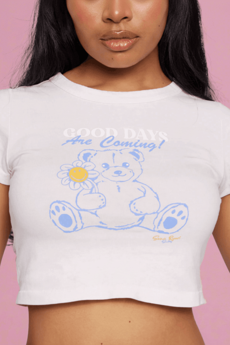 Shop Samii Ryan Samii Ryan x Smileyworld® Good Days Baby Tee T-Shirt for women – premium loungewear and festival fashion at Spoiled Brat