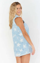 Shop Show Me Your Mumu Show Me Your Mumu Reno Star Denim Romper Suit Romper for women – premium loungewear and festival fashion at Spoiled Brat