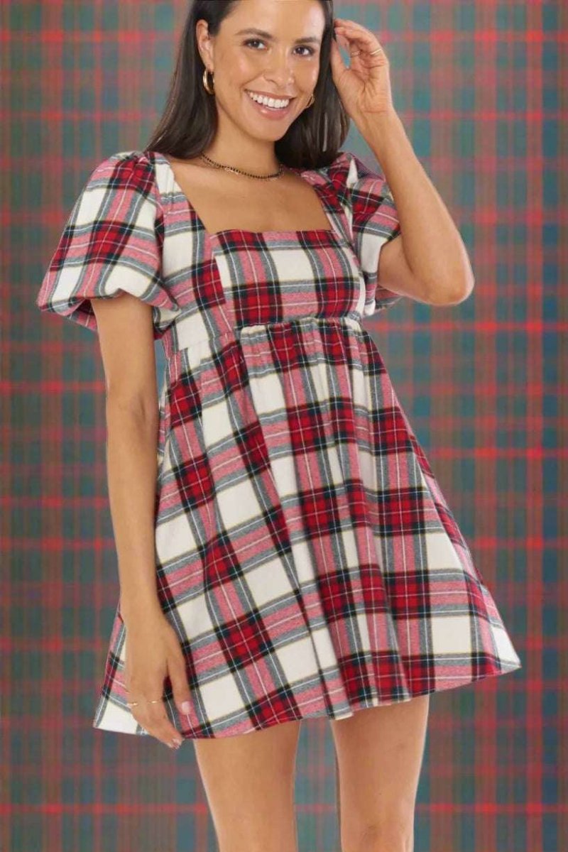 Shop Show Me Your Mumu Show Me Your Mumu Smitten Tartan Babydoll Dress Party Dress for women – premium loungewear and festival fashion at Spoiled Brat