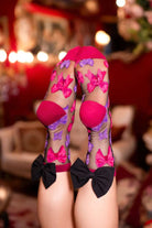 Shop Sock Candy Sock Candy Big Bow Energy Black Sheer Crew Sock Socks for women – premium loungewear and festival fashion at Spoiled Brat