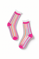 Shop Sock Candy Sock Candy Candy Stripe Ruffle Crew Sock Socks for women – premium loungewear and festival fashion at Spoiled Brat