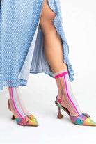 Shop Sock Candy Sock Candy Candy Stripe Ruffle Crew Sock Socks for women – premium loungewear and festival fashion at Spoiled Brat