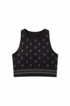 Shop Spiritual Gangster Spiritual Gangster High Neck Jacquard Seamless Black Sports Bra as seen on Miranda Cosgrove Vest Top for women – premium loungewear and festival fashion at Spoiled Brat