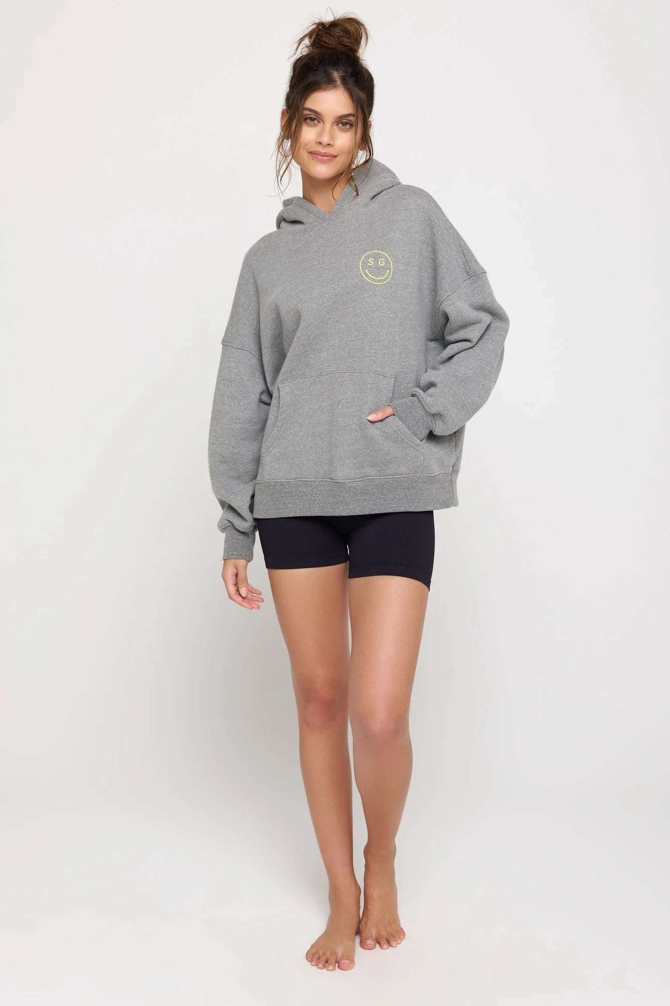 Shop Spiritual Gangster Spiritual Gangster SG Smiley Easy Hoodie Hooded Sweatshirt for women – premium loungewear and festival fashion at Spoiled Brat