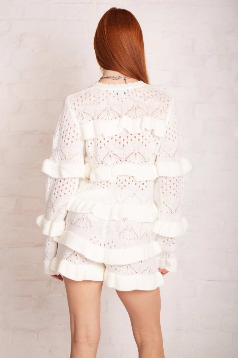 Shop The Ragged Priest The Ragged Priest Gentle Pointelle Frill Shorts Shorts for women – premium loungewear and festival fashion at Spoiled Brat