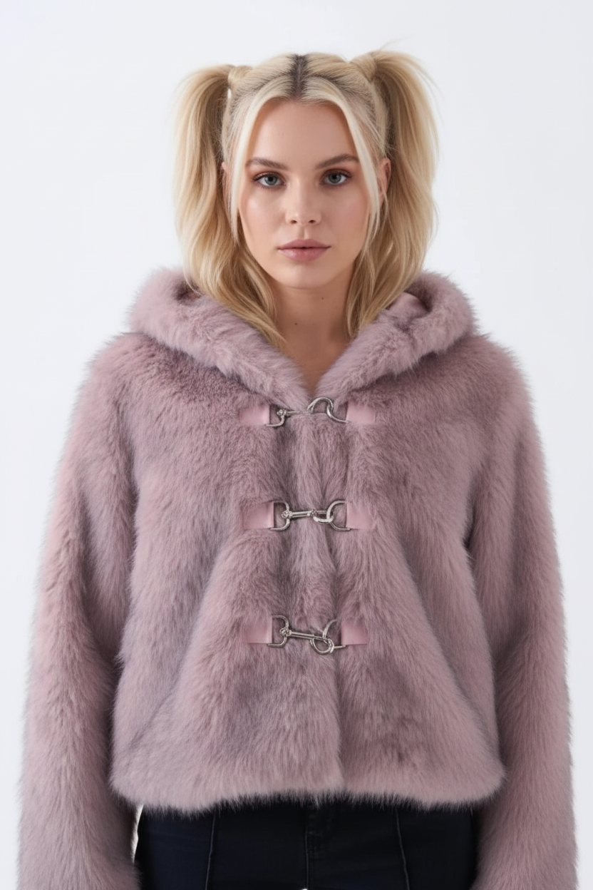 The Ragged Priest Julia Pink Faux Fur Coat