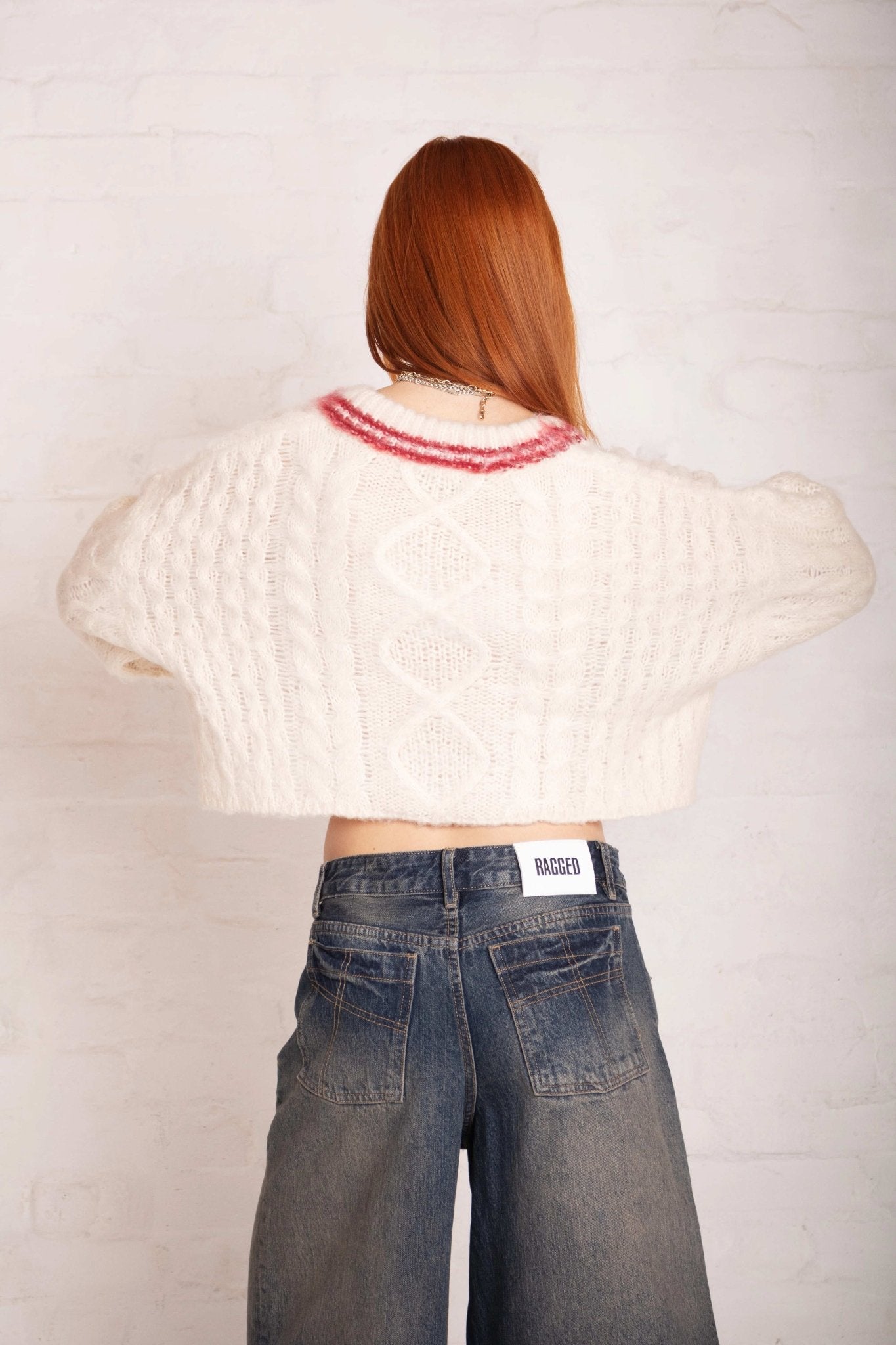 The Ragged Priest Load Varsity Crop Cable Knit Jumper - Spoiled Brat