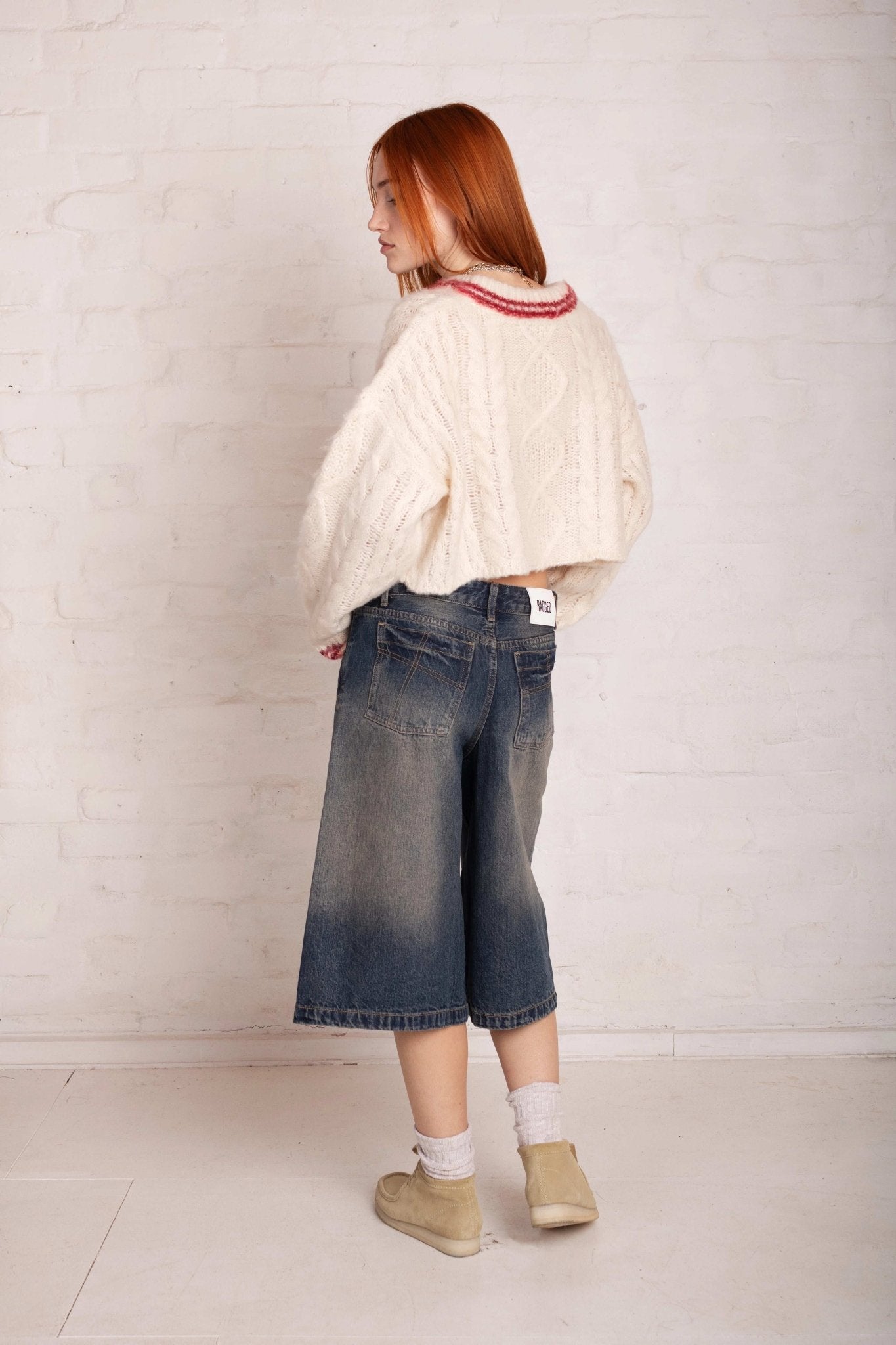 The Ragged Priest Load Varsity Crop Cable Knit Jumper - Spoiled Brat