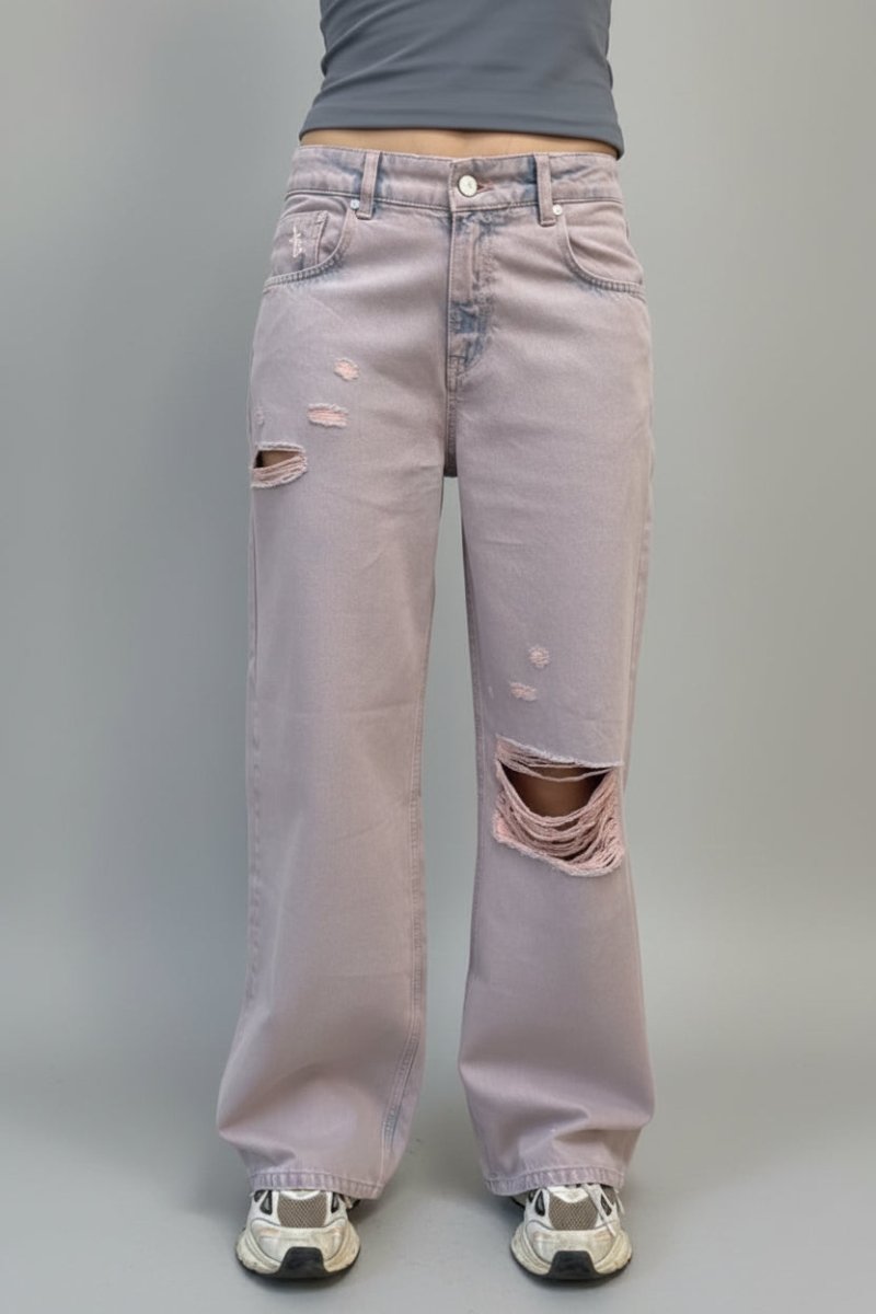 Shop The Ragged Priest The Ragged Priest Pink Wash Distressed Release Jeans Boyfriend Jeans for women – premium loungewear and festival fashion at Spoiled Brat