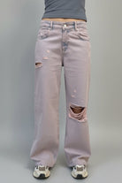 Shop The Ragged Priest The Ragged Priest Pink Wash Distressed Release Jeans Boyfriend Jeans for women – premium loungewear and festival fashion at Spoiled Brat