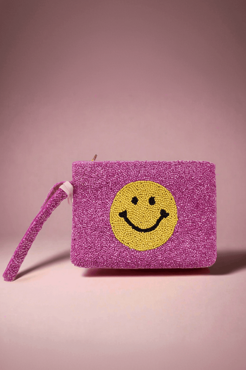 Shop Tiana New York Tiana Designs Hand Beaded Smiley Coin Purse Wristlet Handbag for women – premium loungewear and festival fashion at Spoiled Brat