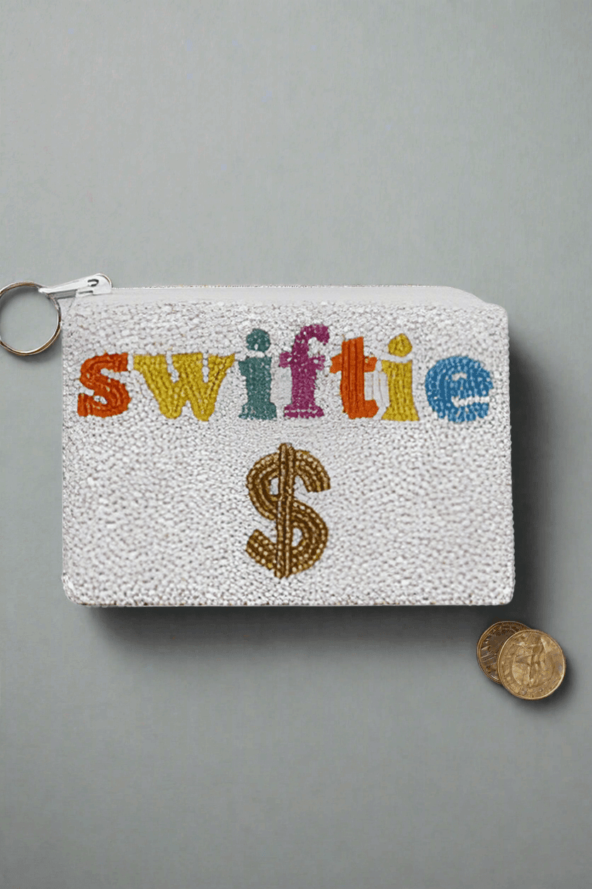Tiana Designs Hand Beaded SWIFTIE Coin Purse by Tiana New York – Purse – White | Spoiled Brat UK