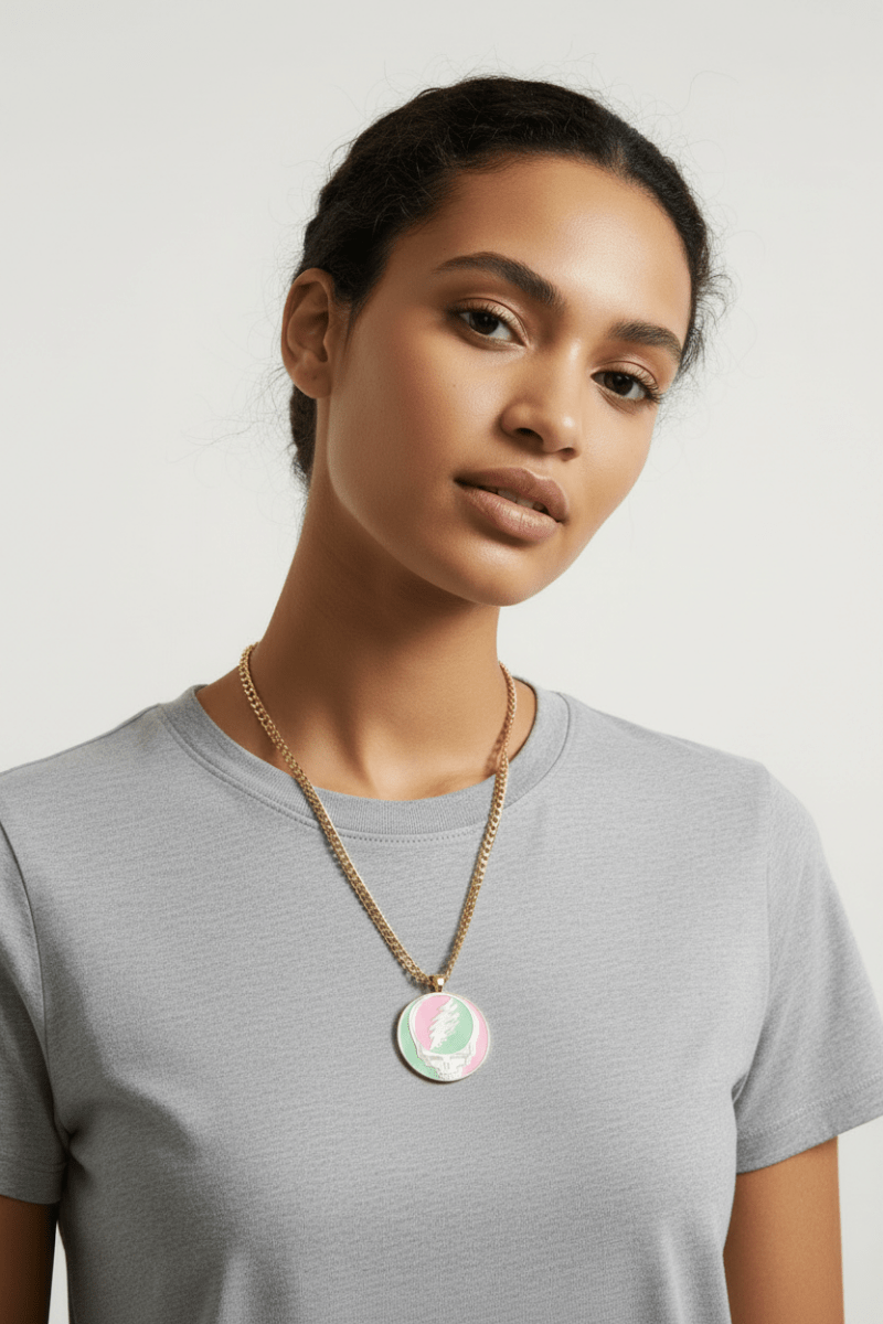 Shop Trixy Starr Trixy Starr x Grateful Dead Pastel Stealie Necklace Necklace for women – premium loungewear and festival fashion at Spoiled Brat