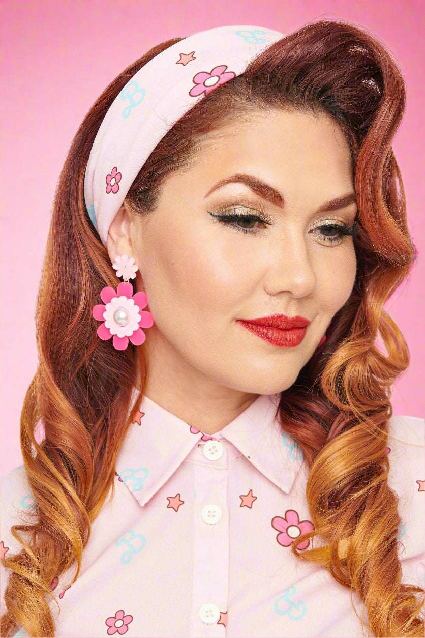 Barbie X Unique Vintage 1970s Pink Barbie Print Hair Scarf - Spoiled Brat