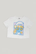 Shop Unique Vintage The Smurfs x Unique Vintage White Cropped Graphic Tee Top for women – premium loungewear and festival fashion at Spoiled Brat