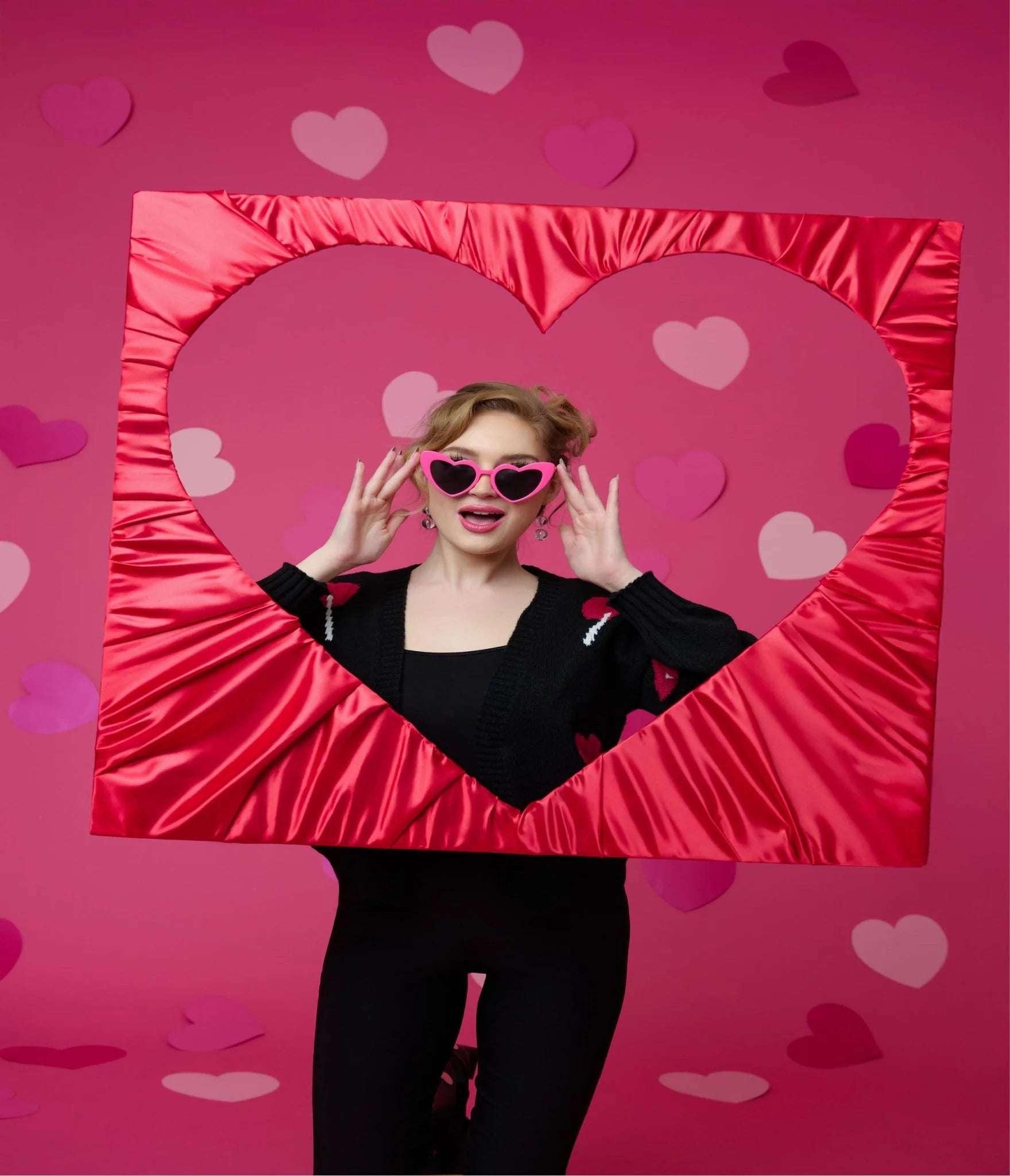 Shop Unique Vintage Unique Vintage x Barbie Hot Pink Heart Frame Sunglasses Sunglasses for women – premium loungewear and festival fashion at Spoiled Brat