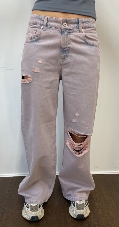 The Ragged Priest Pink Wash Distressed Release Jeans Boyfriend Jeans by The Ragged Priest as seen on celebrities