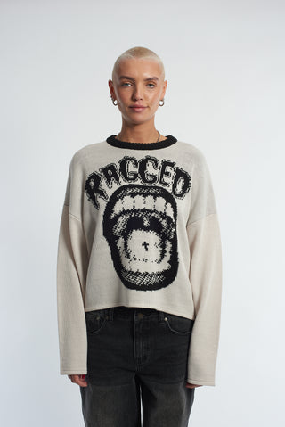 Shop The Ragged Priest Mouthy Ragged Knit Jumper as seen on Caity Baser - Spoiled Brat  Online