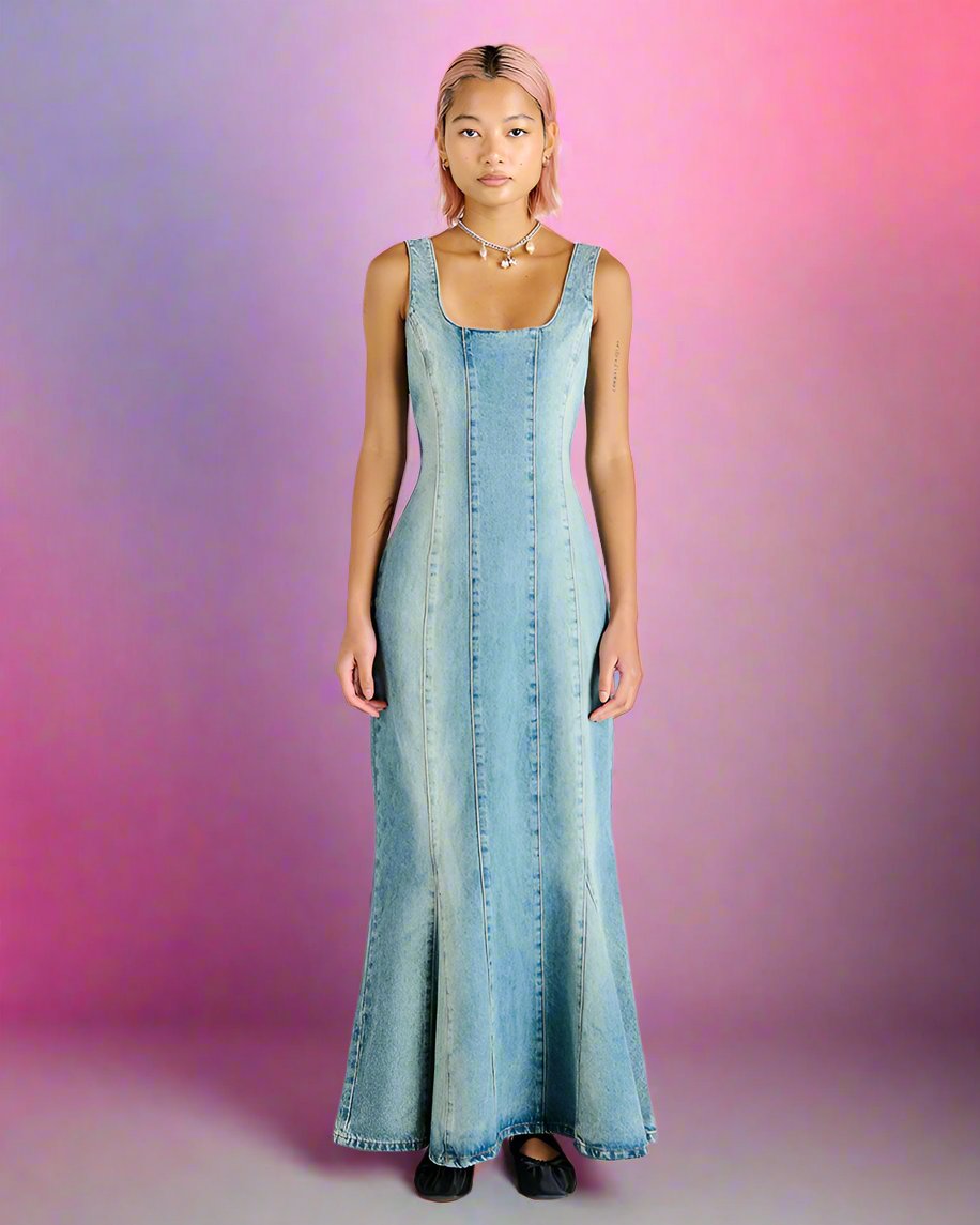 Shop The Ragged Priest The Ragged Priest Miss World Denim Maxi Dress online at Spoiled Brat