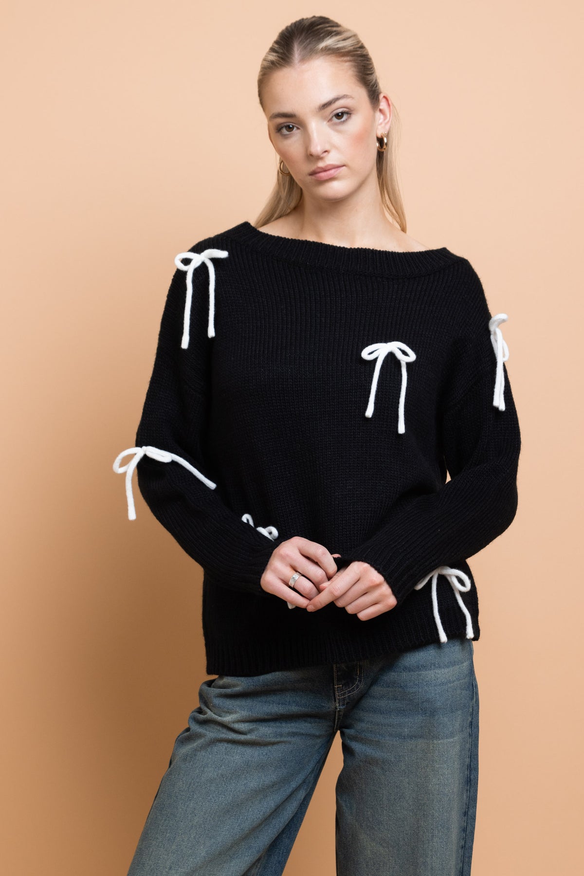 Shop Daisy Street Daisy Street Bow Detail Jumper online at Spoiled Brat