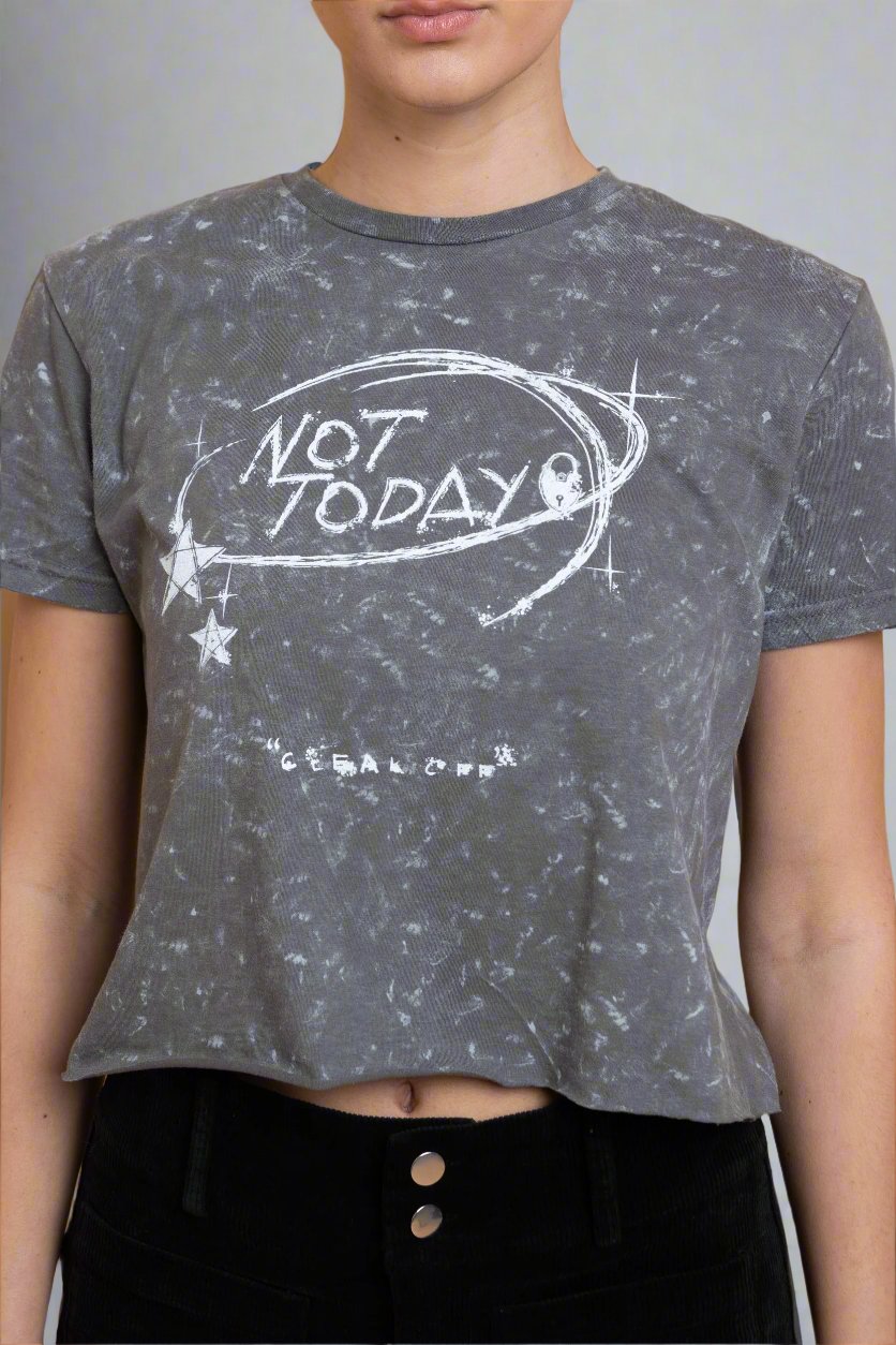 Shop Daisy Street Daisy Street Not Today Snow Washed Baby Tee online at Spoiled Brat