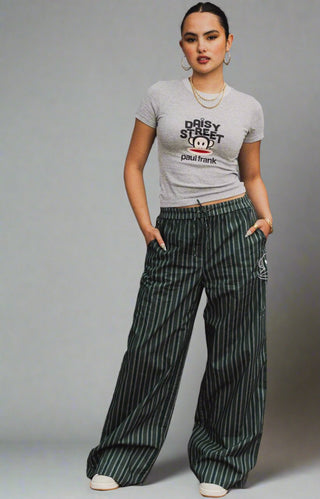 Buy Daisy Street x Paul Frank Low Rise Stripe Trousers with Julius Embroidery